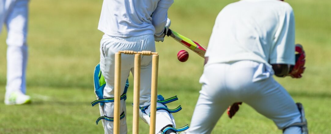 Cricket Action Players Abstract Cricket game action closeup unidentified abstract bowler batsman wicketkeeper.