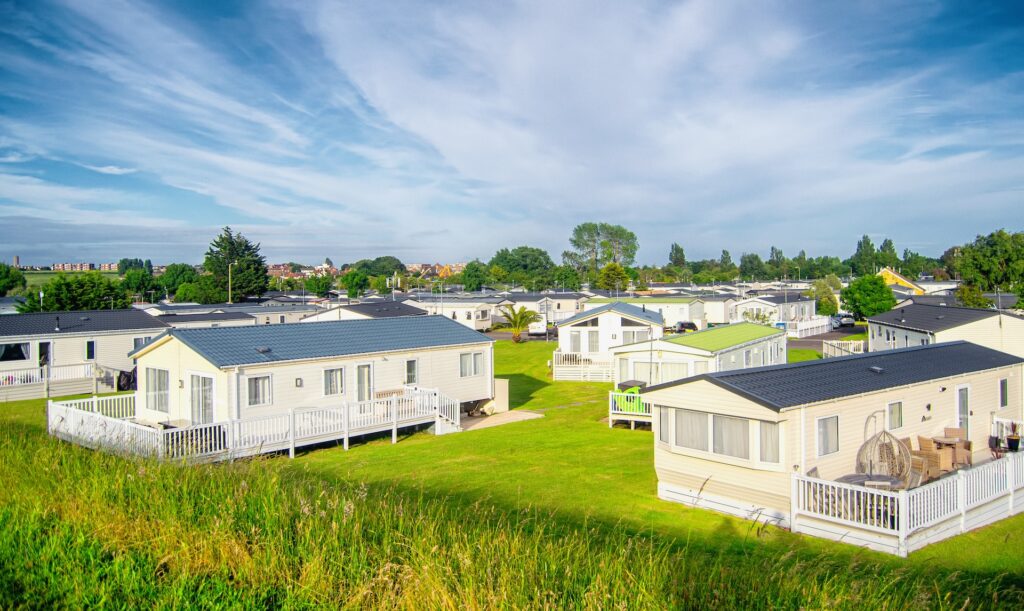 Static caravan homes in a caravan park in England